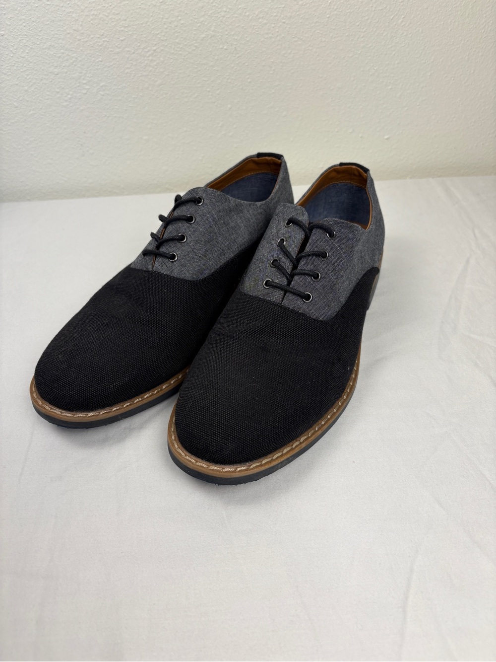 Men's Two Tone Black and Gray Casual Lace-Up Oxfords Office Workwear Business